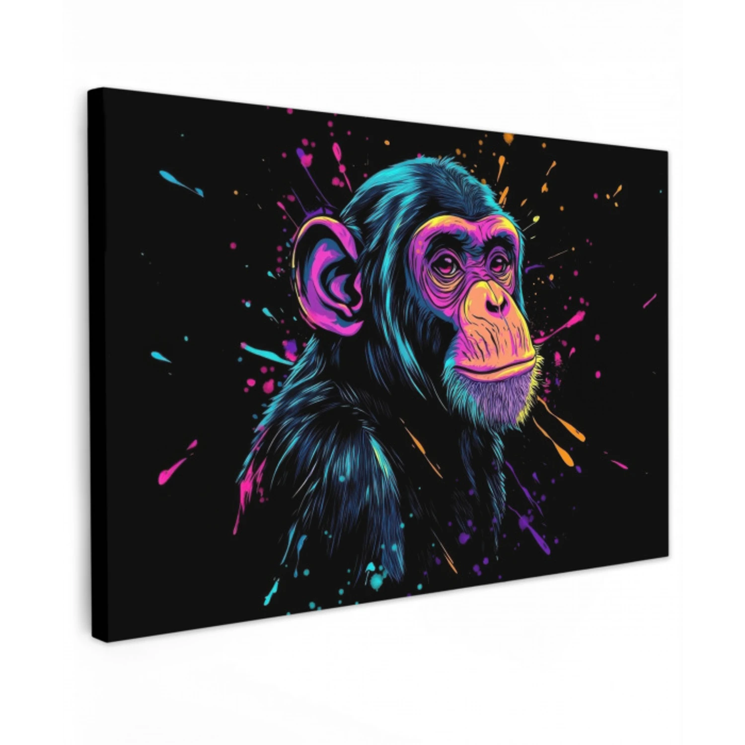 Aap - Verf - Neon - Kleur Tuinposter op houten frame 2 cm dik klein -3d