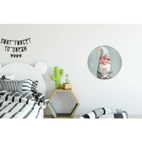 Kerstgnome - Cadeau - Groen Wandcirkel aluminium klein -kinderkamer
