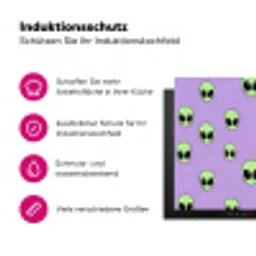 Alien - Retro - Lila Inductie beschermer vinyl 3mm klein 276 -zzzzzzz-lf-ups