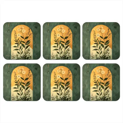 Plant - Bloemen - Wit onderzetter kurk middel -3d