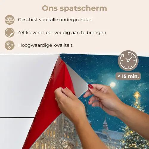 Kerstnacht - Stadsplein - Meerkleurig keuken achterwand spatscherm klein -spatscherm_NL