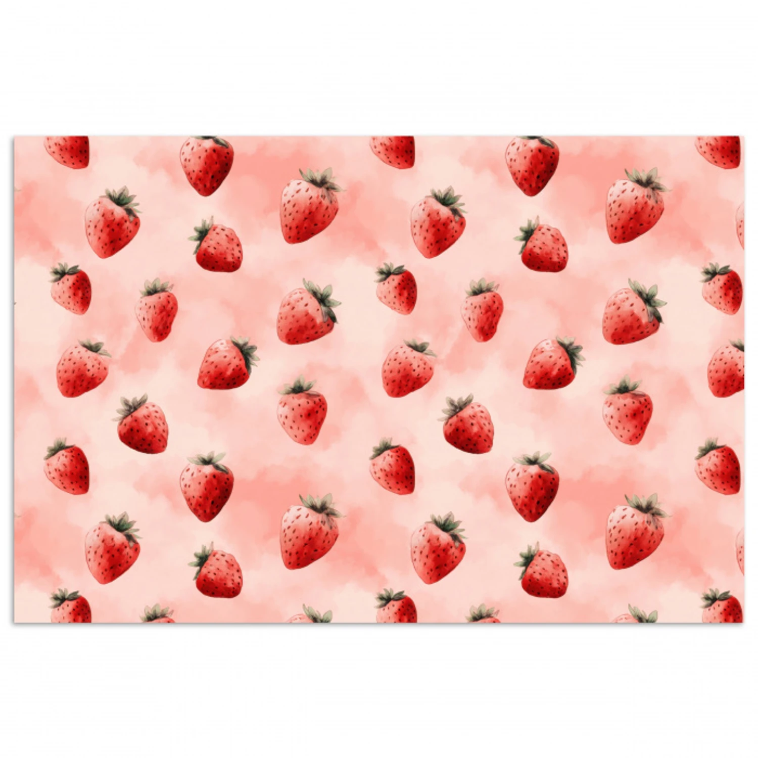 Aardbei - Patroon - Roze poster papier klein 62 -3d