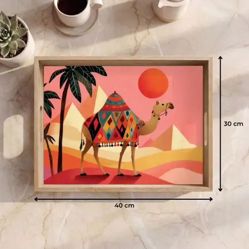 Kameel - Pyramides - Rode zon Dienblad Rechthoek middel -USP_Formaat