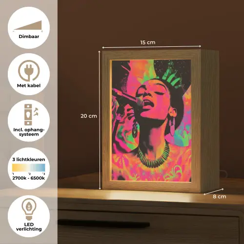 Neon - Vrouw - Microfoon Light Box met kabel (Tafellamp) klein -USP_NL