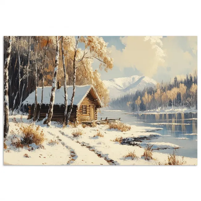 Poster - Winter - Sneeuw - Huis - Natuur