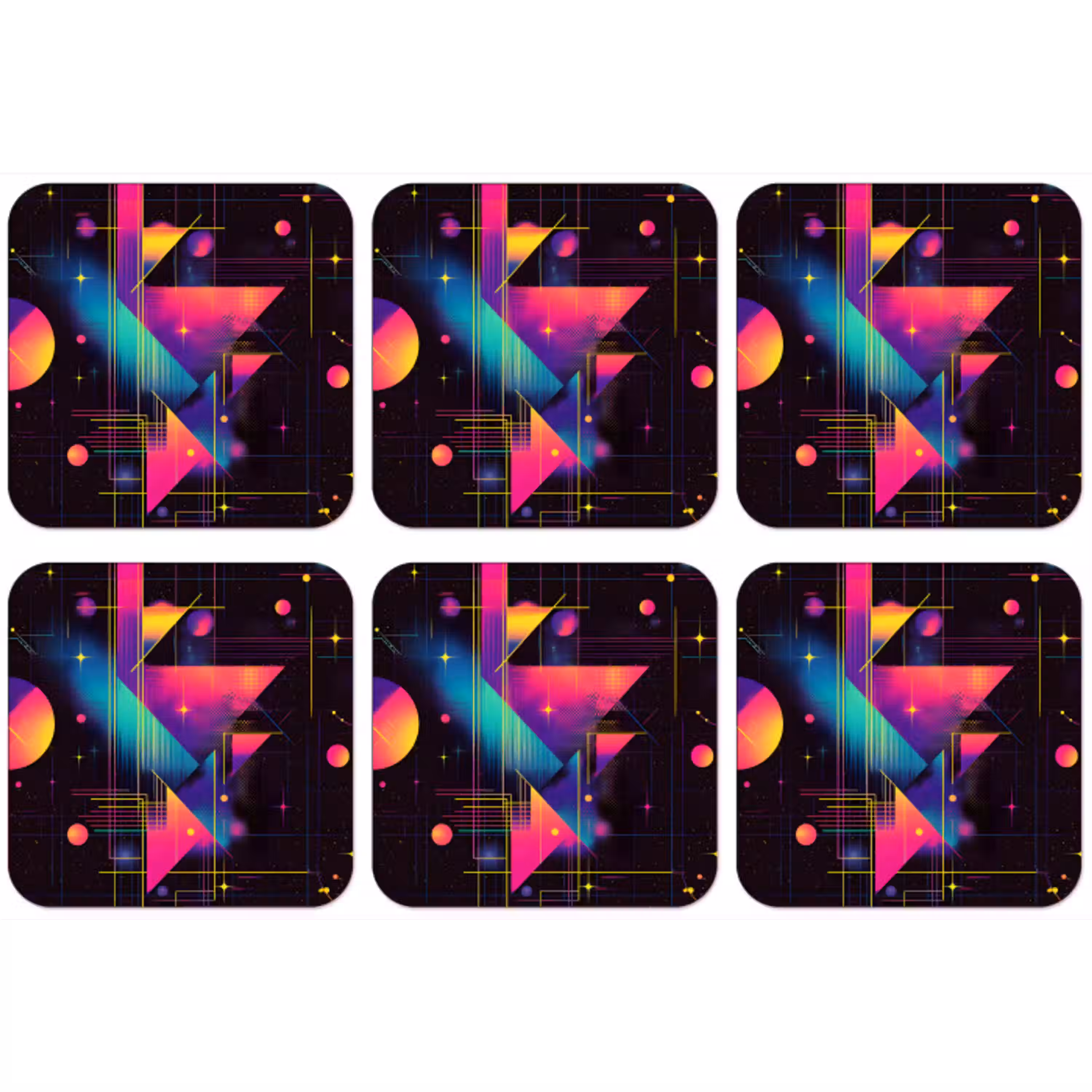Driehoeken - Cirkels - Abstract - Sterren onderzetter kurk middel -zkaufland3dotto