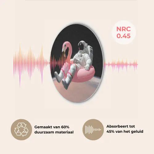 Astronaut - Flamingo - Zwemband - Roze Akoestische PET Vilt - Rond klein -USP_NL