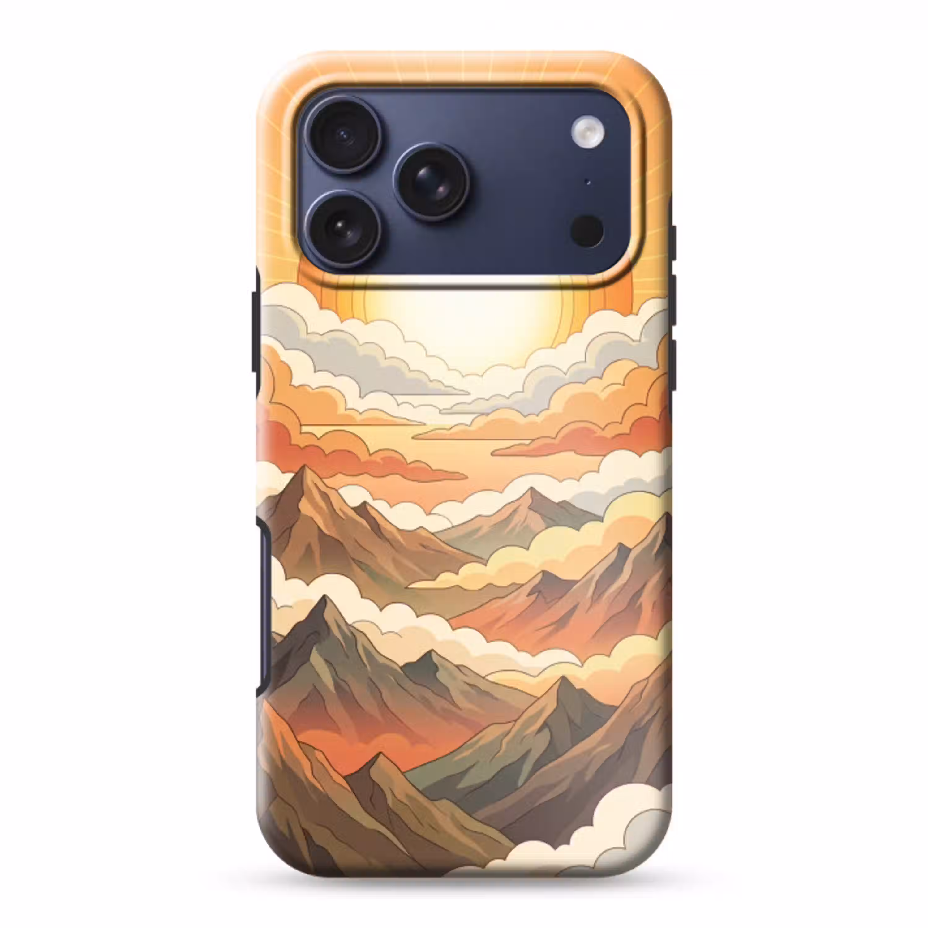 Bergen - Wolken - Natuur - Zonsopgang - Oranje Toughcase MagSafe Apple iPhone 17 Pro Max klein -3d