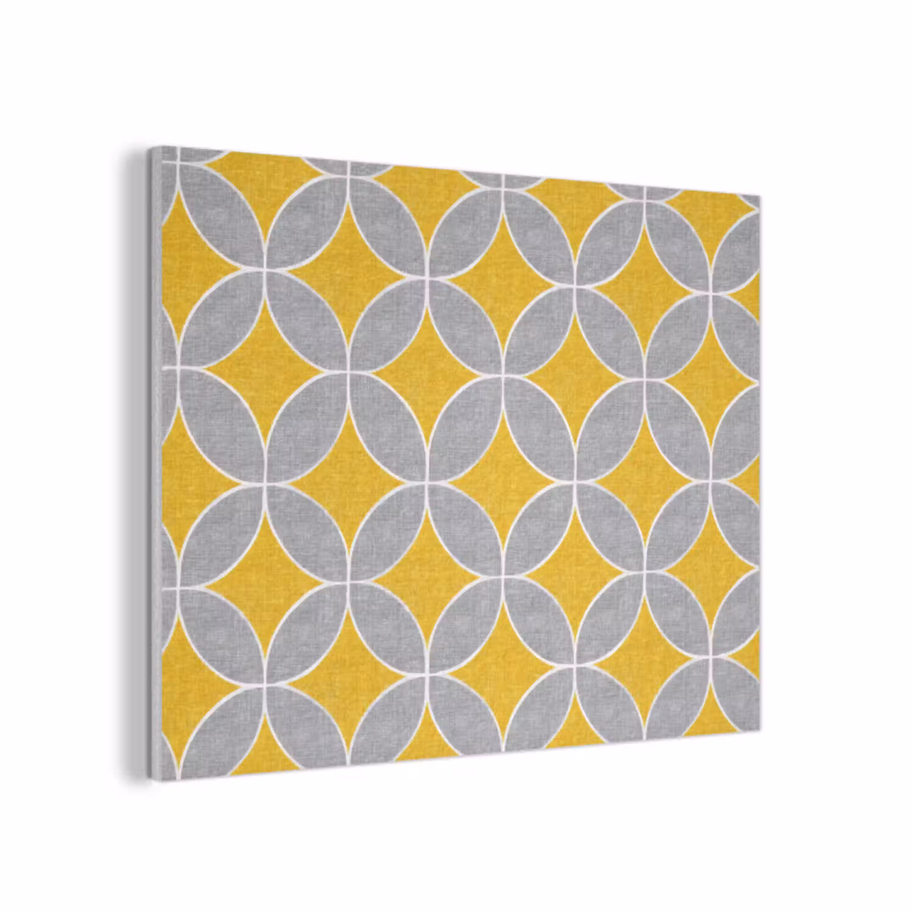Geometrisch - Cirkels - Textuur - Grijs - Geel PET vilt klein 837 -3d
