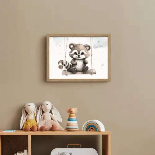 Wasbeer - Dier - Kinderen Light Box met batterij (Wandlamp kind) middel -sfeer2_kind