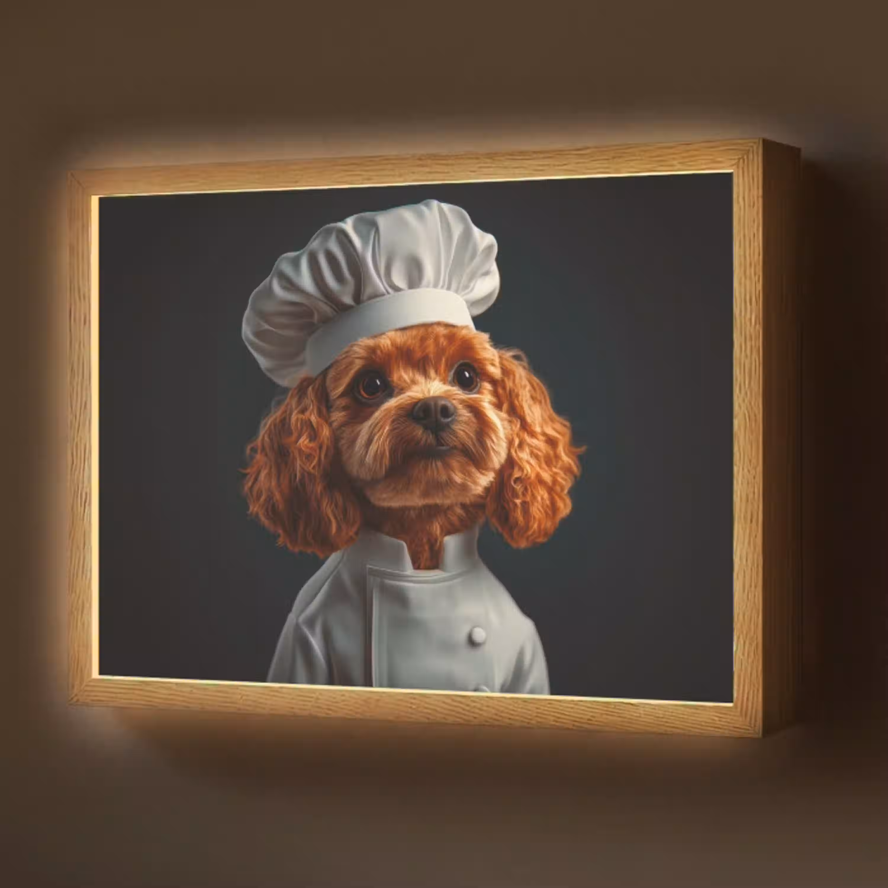 Bruin - Kok - Hondje Light Box met batterij (Wandlamp) middel -z3d_website