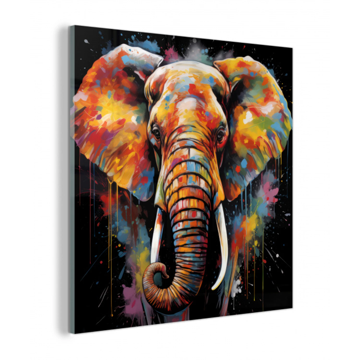 Olifant - Graffiti - Zwart - Dieren - Kleuren plexiglas 5mm klein -z3d
