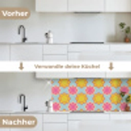 Flower Power - Design - Hippie keuken achterwand 2 middel 871 -voor-na_DE