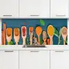 Lepels - Hout - Kruiden - Specerijen keuken achterwand 2 middel -3d