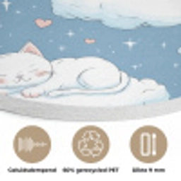 Kitten - Wolken - Blauw Akoestische PET Vilt - Rond klein 838 -closeup_NL