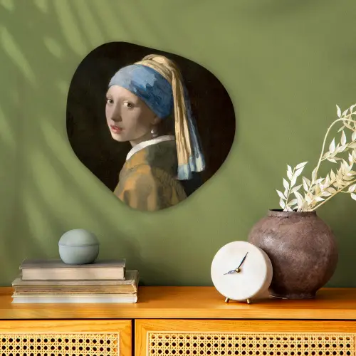 Meisje met de parel - Schilderij - Oude meesters - Vermeer Wandcirkel Organisch Forex 3mm klein -sfeer2