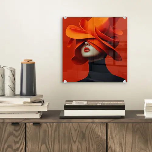 Oranje - Hoed - Vrouw plexiglas 5mm klein -sfeer1