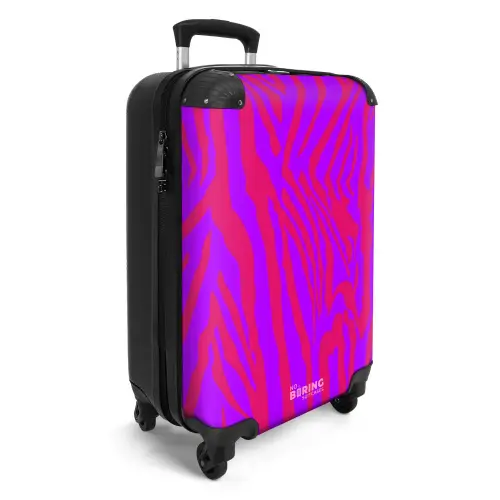 Zebrastrepen in rood en paars met moderne flair NBS - Handbagage koffer - Kinderen Unisex middel -productfoto_3d