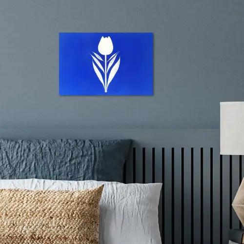 Tulp - Minimalistisch - Bladeren - Wit poster papier klein -sfeer2