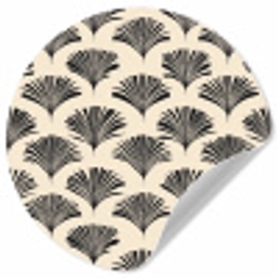 Waaiers - Botanisch - Zwart - Beige Wandcirkel behangsticker klein 186 -3d