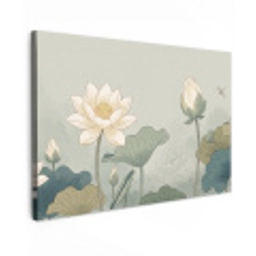 Lotus - Bloemen - Groen canvas 2cm klein -z3d