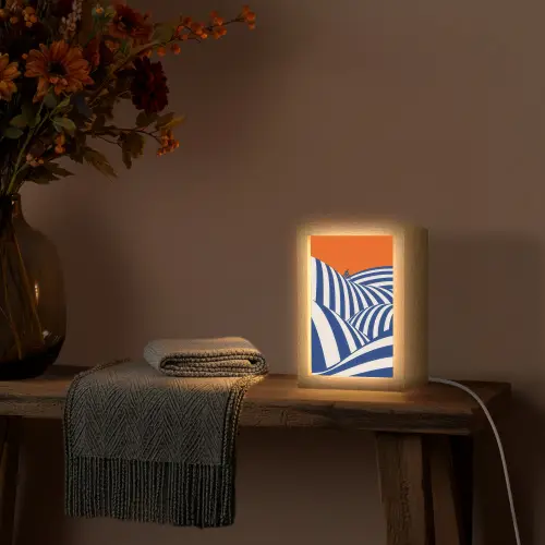 Fietser - Heuvels - Strepen - Blauw Light Box met kabel (Tafellamp) klein -sfeer4