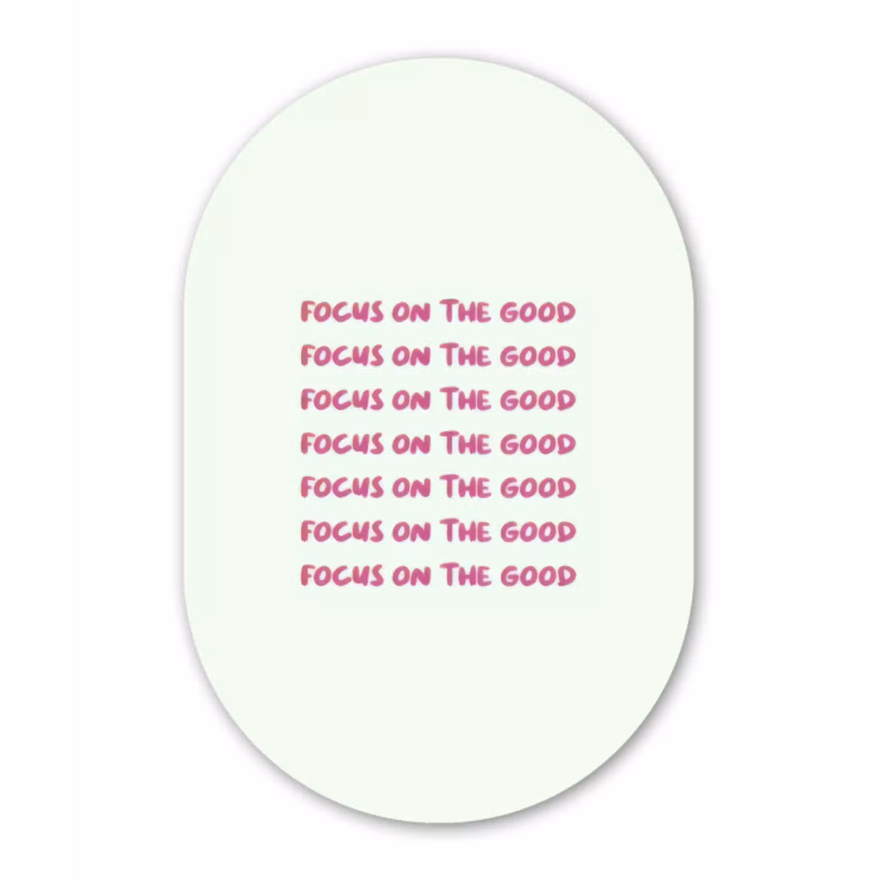 Focus on the good - Roze Wandcirkel Ovaal Glas middel -3d