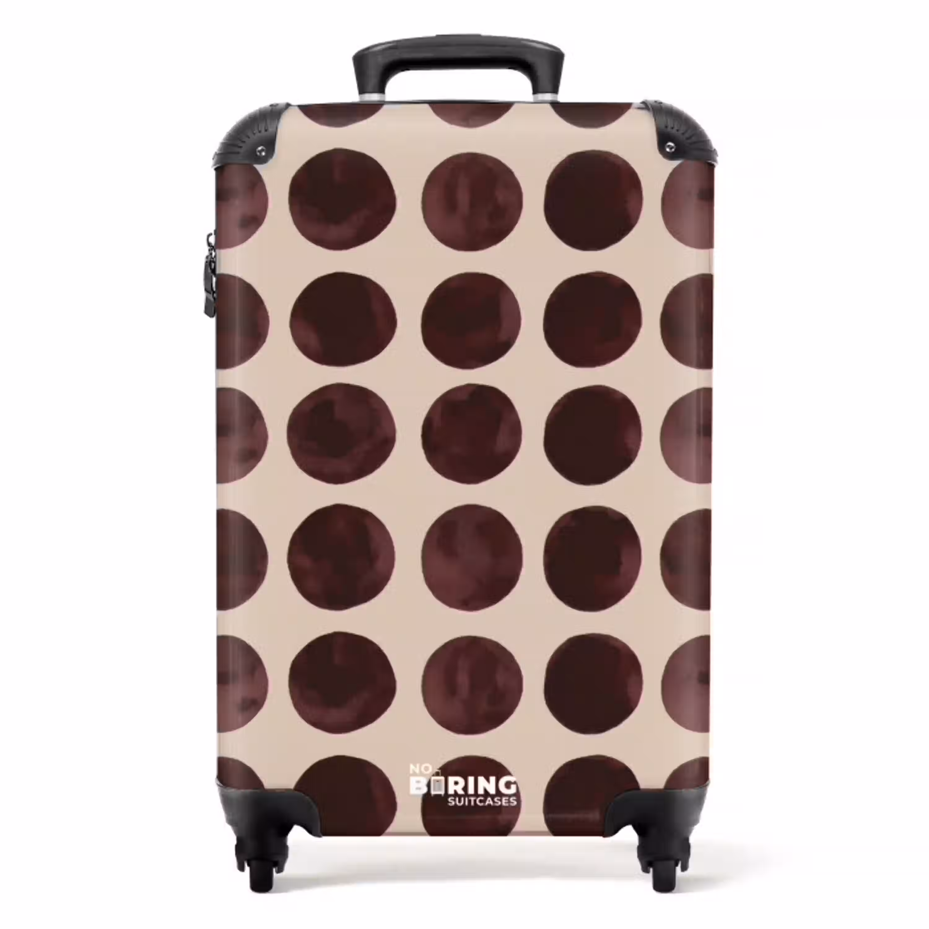 Stippen - Patroon - Bruin NBS - Handbagage koffer - Volwassenen Unisex middel -productfoto_recht