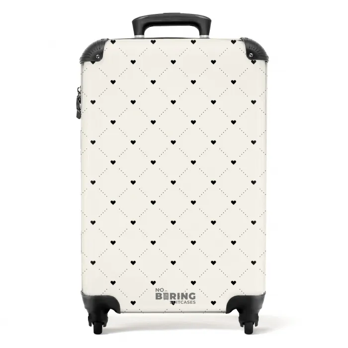 Valentijn stippen met hartjes patroon zwart NBS - Handbagage koffer - Kinderen Unisex middel -productfoto_recht