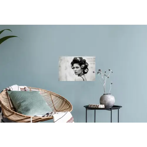 Edgy - Vrouw - Zwart - Wit Muursticker klein -plant