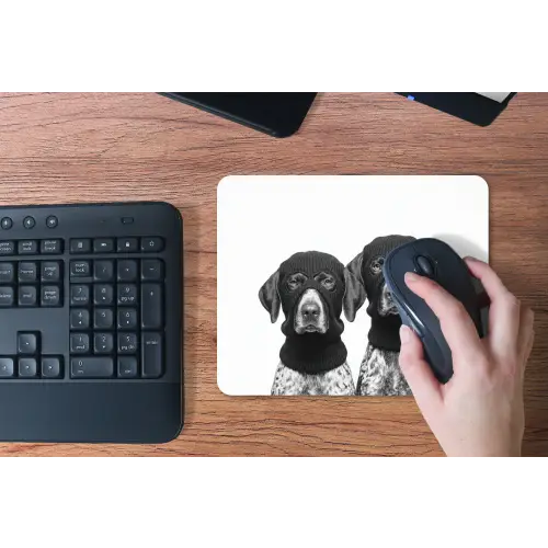 Honden - Bivakmuts - Zwart - wit muismat rubber klein -toetsenbord