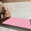 Geel - Bliksem - Roze Inductie beschermer vinyl 3mm klein 276 -sfeer3