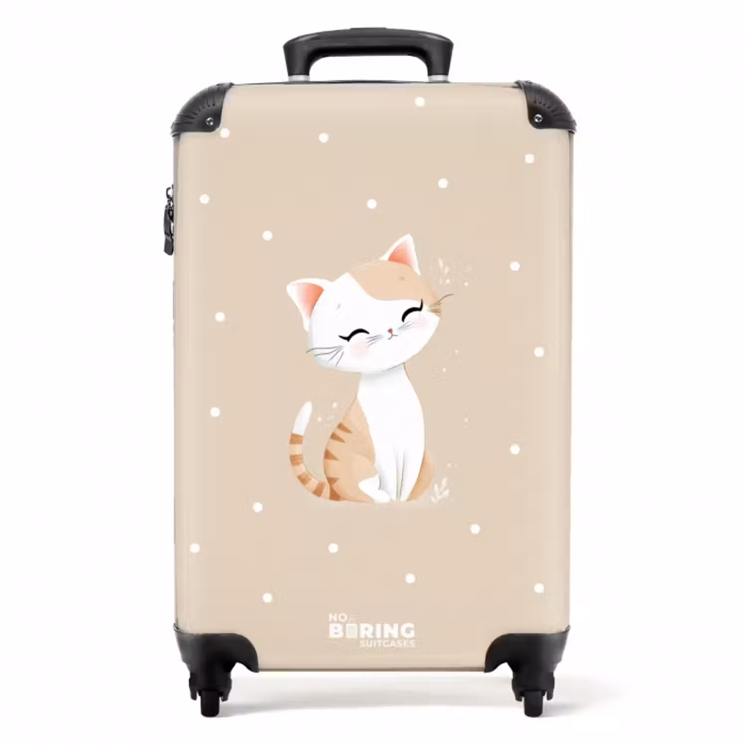 Koffer - Kat omringd door beige stippen