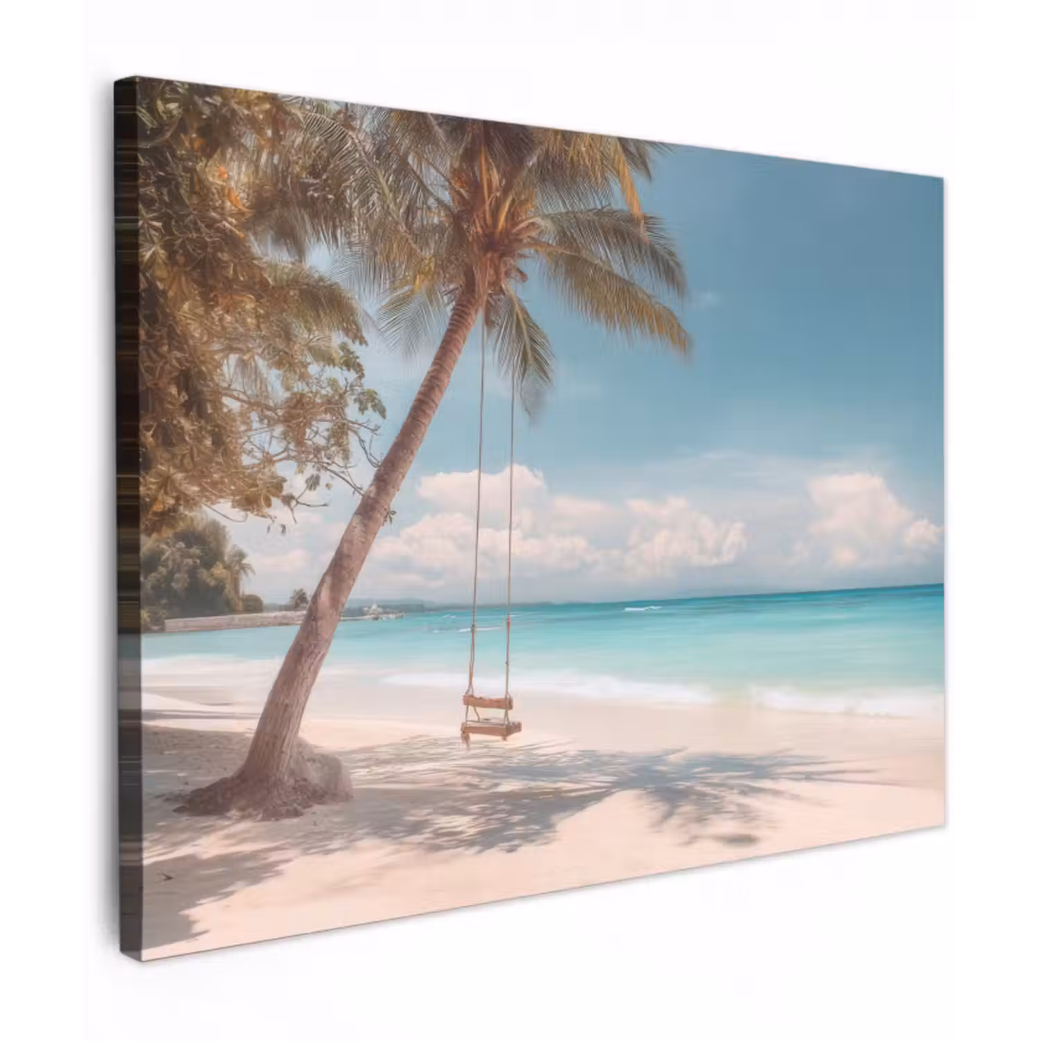 Leinwandbild - Palmboom - Schommel - Strand - Lucht