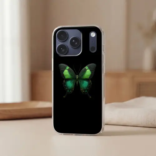 Vlinder - Groen - Opvallend Telefoonhoesje iPhone 17 Pro klein -sfeer2