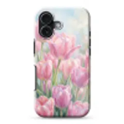 Tulpen - Veld - Lente - Roze Toughcase MagSafe Apple iPhone 17 klein -3d