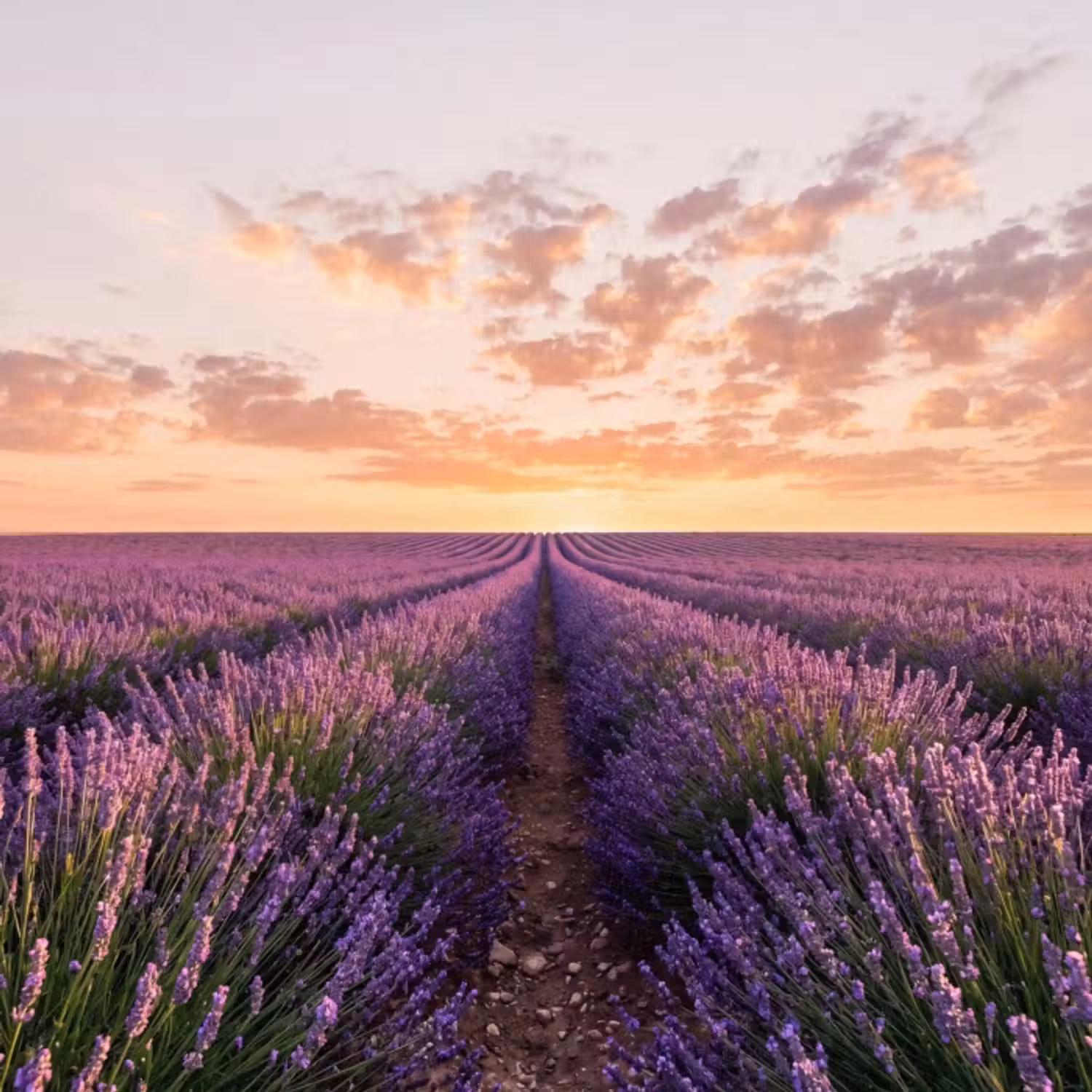 Behang - Landschap - Lavendelveld - Paars