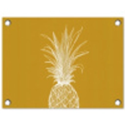 Lijnillustratie - Ananas - Bladkroon - Okergeel tuinposter los doek klein -3d