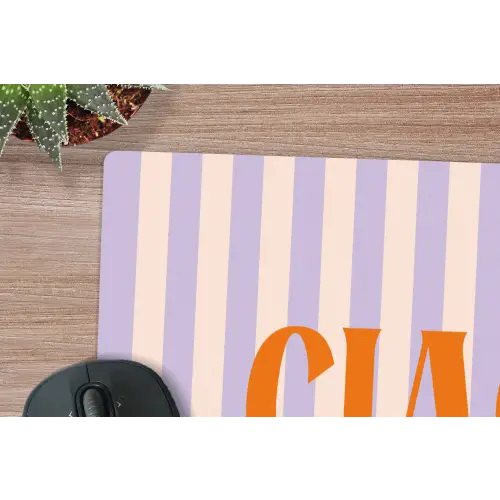 Ciao - Quote - Pastel - Strepen muismat rubber klein -closeup