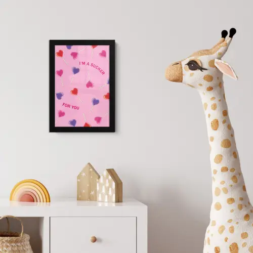 Lolly - Valentijn - Illustratie - Snoep fotolijst zwart zonder passe partout klein -usfeer4_kinderkamer