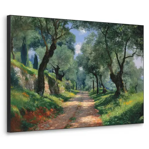 Pad - Bomen - Schaduw - Textielframe zwart klein -3d