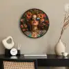 Vrouwen - Bloemen - Modern - Bril - Abstract Fotolijst rond zonder passe partout klein -sfeer1