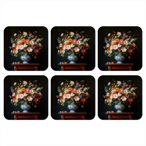 Boeket - Roze - Bloemen - Vaas onderzetter kurk middel -3d