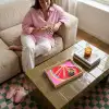 Grapefruit - Geschilderd - Roze - Strepen Dienblad Rechthoek middel -sfeer3