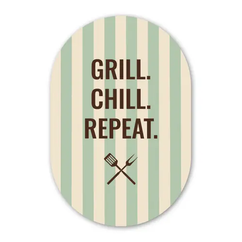 Quote - Strepen - Grill Wandcirkel Ovaal Glas middel -3d