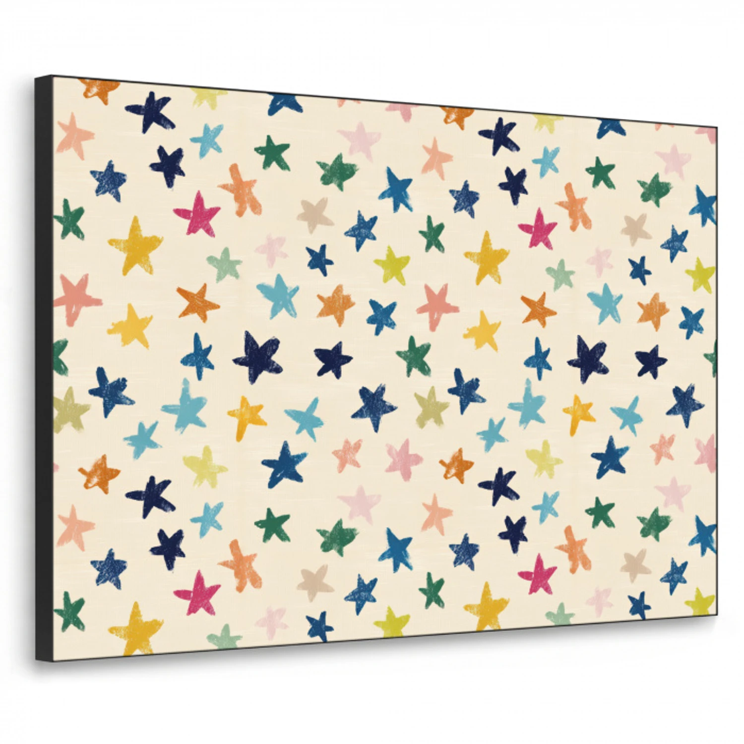 Patroon - Sterren - Kleurrijk Textielframe zwart klein 947 -3d