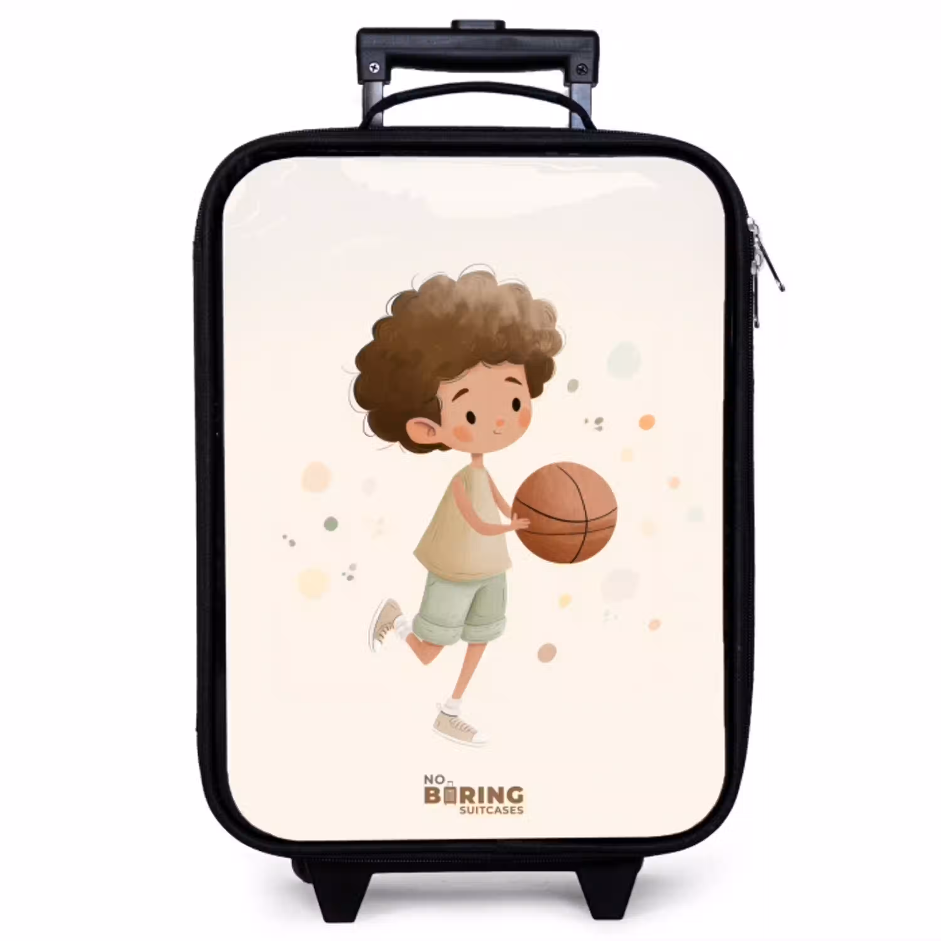 Jongen met een basketbal in beige kleuren Kinderkoffer - Zwart klein -zzz_website3d