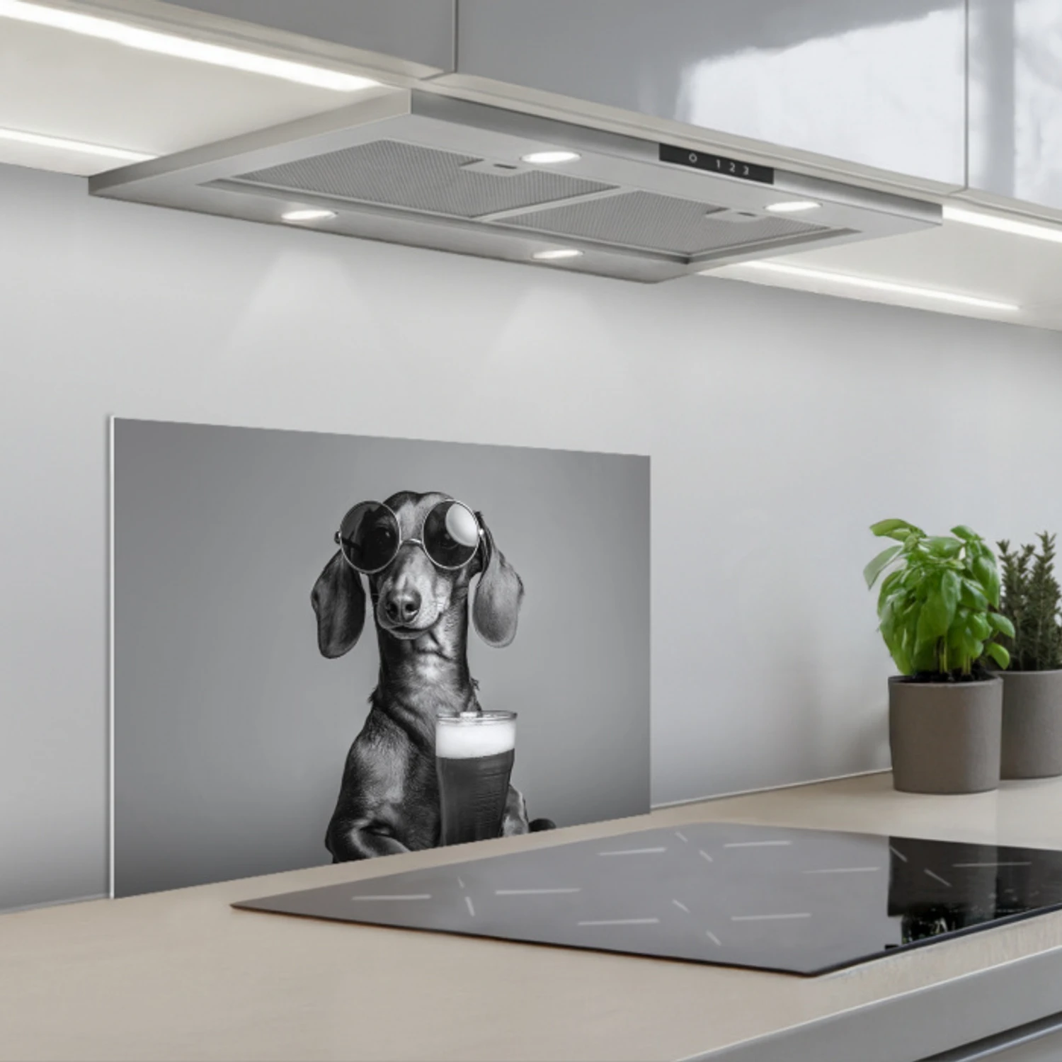 Teckel - Bier - Glas - Bril keuken achterwand spatscherm klein -3d_schuin