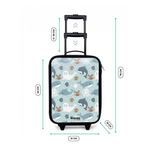 Zeedierenpatroon met dolfijnen, zeehonden en krabben Kinderkoffer - Zwart klein -productfoto_formaten