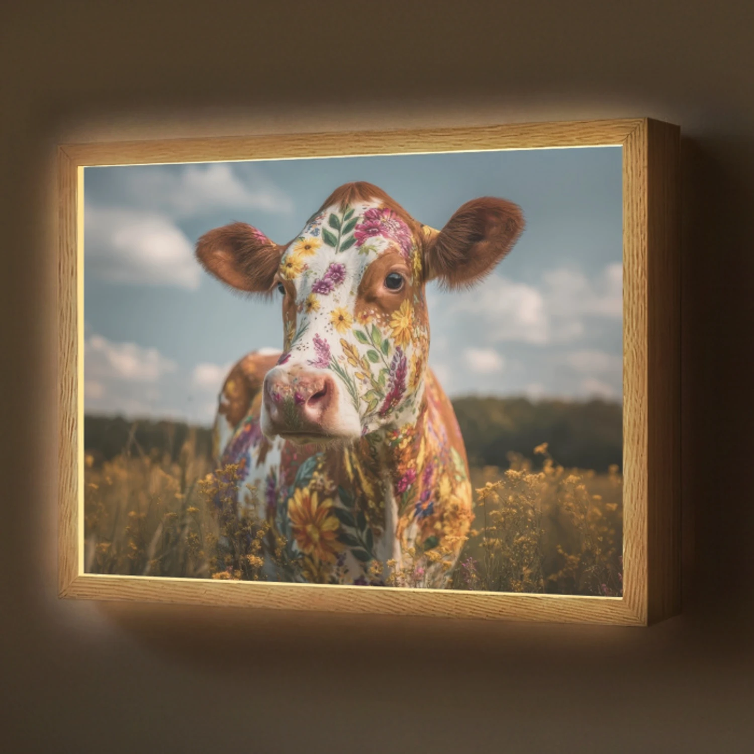 Koe - Bloemen - Weiland Light Box met batterij (Wandlamp) middel -z3d_website